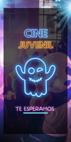 Historia fiesta discoteca halloween promocional neon celeste